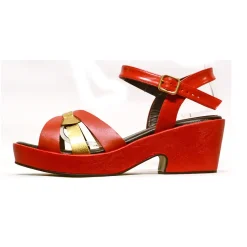 Sacapuce CHICA cuir rouge or