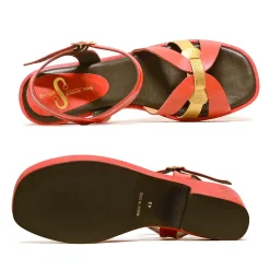 Sacapuce CHICA cuir rouge or