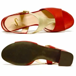 Sacapuce FABIAN cuir rouge platine