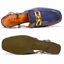 Sacapuce MICHA cuir verni bleu